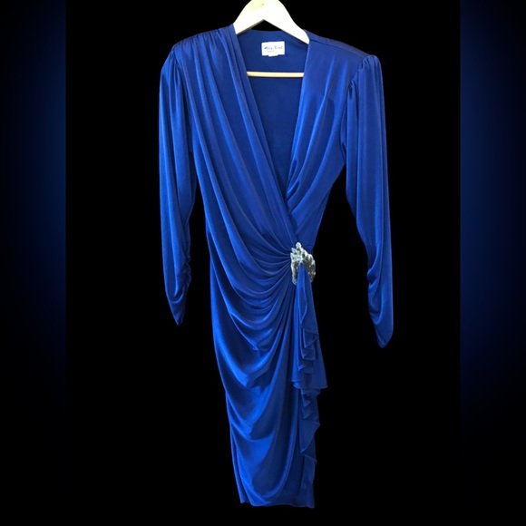 Vintage Abby Kent Blue Dress with Bead Detail Size 8 - Picture 2 of 7